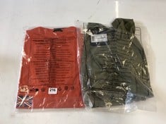 2 X NAPAPIJRI REGULAR FIT MEN'S T-SHIRT - SIZE L - MIXED COLOURS - ORANGE BURNT / GREEN LICHEN