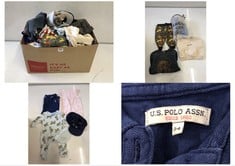 BOX OF ASSORTED CHILDREN'S CLOTHING TO INCLUDE US POLO ASSN GIRLS POLO TENNIS DRESS - NAVY - AGE 3-4YRS