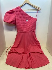 REBECCA VALLANCE ROSA ONE SHOULDER MIDI DRESS - PINK UK 10 - RRP £470