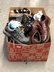 BOX OF ASSORTED ADULTS SHOES TO INCLUDE NEW LOOK WOMEN'S TRAINERS - BLACK/WHITE UK 5