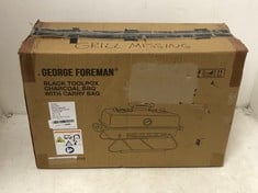 GEORGE FOREMAN BLACK TOOLBOX CHARCOAL BBQ WITH CARRY BAG