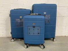 LUGG TRAVEL SET OF 3 HARD SHELL SUITCASES - BLUE - RRP £100