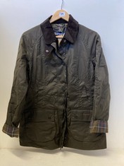 BARBOUR CLASSIC BEADNELL WAX JACKET - OLIVE UK 12 - RRP £249