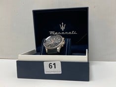 MASERATI SFIDA 44MM BLACK DIAL WATCH - BLACK SILICONE STRAP - RRP £169