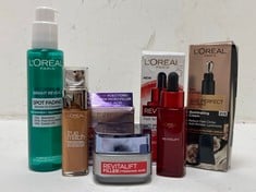 BOX OF ASSORTED BEAUTY PRODUCTS TO INCLUDE L'OREAL PARIS CELL RENEW EYE CREAM