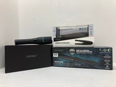 3 X REVAMP ASSORTED ITEMS TO INCLUDE REVAMP PROGLOSS LIBERATE CORDLESS CERAMIC HAIR STRAIGHTENER - BLACK