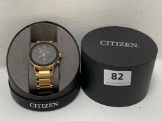 CITIZEN ECO-DRIVE MEN'S WATCH - BLACK DIAL / GOLD - MODEL: 94130574