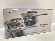 LE CREUSET 3-PLY STAINLESS STEEL 3 PIECE PAN SET