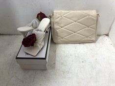 DING XIANG FAN WHITE LEATHER HEELS TO INCLUDE PRIMARK OFF-WHITE LEATHER HANDBAG