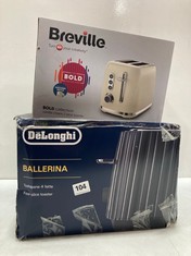 DELONGHI BALLERINA FOUR-SLICE TOASTER TO INCLUDE BREVILLE BOLD COLLECTION VANILLA CREAM 2 SLICE TOASTER