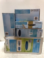 5 X ASSORTED ITEMS TO INCLUDE INTEX KRYSTAL CLEAR POOL BASICS SOLAR POOL COVER