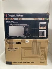 TOSHIBA 800W MICROWAVE OVEN MM-MM20P(WH) TO INCLUDE RUSSELL HOBBS COMPACT BLACK DIGITAL MICROWAVE RHM1714B