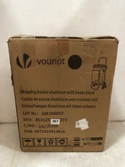 VOUNOT SHOPPING BASKET ALUMINIUM WITH HOOKS BLACK