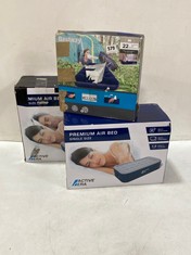 3 X ASSORTED ITEMS TO INCLUDE ACTIVE ERA AIR BED WITH BUILT-IN PUMP KING SIZE