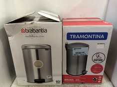 BRABANTIA NEWICON PEDAL BIN 20L TO INCLUDE TRAMONTINA BRASIL 20L STAINLESS STEEL PEDAL TRASH BIN