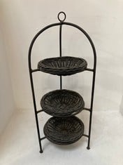 4 X STONE THE CROWS 3 TIER FLOOR STAND.TRAYS-BLACK - TOTAL RRP £192