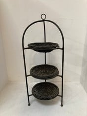 4 X STONE THE CROWS 3 TIER FLOOR STAND.TRAYS-BLACK - TOTAL RRP £192