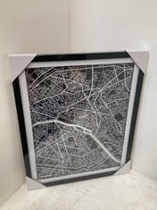 4 X PARIS MAP FRAMED ART 44 X 54 CM