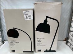 3 X ASSORTED JOHN LEWIS LAMPS TO INCLUDE HECTOR TABLE LAMP IN ANTIQUED BRASS