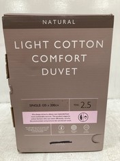 JOHN LEWIS NATURAL 2.5TOG LIGHT COTTON COMFORT DUVET - SINGLE 135 X 200CM