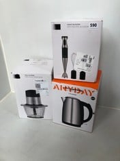 3 X JOHN LEWIS ASSORTED KITCHEN ITEMS TO INCLUDE HAND BLENDER - STAINLESS STEEL / BLACK