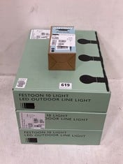 4 X ASSORTED JOHN LEWIS HOUSEHOLD ACCESSORIES TO INCLUDE FESTOON 10 LIGHT LED OUTDOOR LINE LIGHT