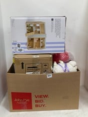 BOX OF ASSORTED JOHN LEWIS TOYS TO INCLUDE PRIMROSE COTTAGE DOLLS HOUSE