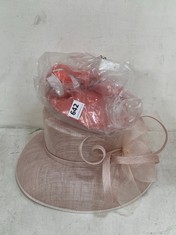 MARGOT DOWNTURN SORB OCCASTION HAT IN SOFT PINK RRP £79 TO INCLUDE WHITELEY HATS DUCHESS OF CAMBRIDGE STRAW PILLBOX HAT IN SUNSET RRP £145