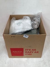 BOX OF ASSORTED CLOTHING TO INCLUDE SEQUIN VEST IN TAUPE SIZE UK 18