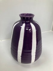 8 X STONE THE CROWS LARGE SQUAT VASE - BURGUNDY STRIPES