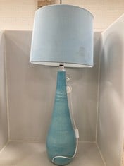 1 X STONE THE CROWS SHADE NUMBER SIX : LIGHT BLUE - 40X43.75 X 31.25CMS TO INCLUDE 1 X STONE THE CROWS LG.TEARDROP LAMP BASE - LIGHT BLUE - HEIGHT 70 CMS - TOTAL RRP £190