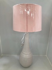 1 X STONE THE CROWS MEDIUM TEARDROP LAMP BASE IN LIGHT AQUA TO INCLUDE 1 X STONE THE CROWS LAMP SHADE IN PINK