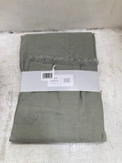 JOHN LEWIS LINEN BLEND TABLECLOTH IN SAGE GREEN (180 X140CM) TO INCLUDE SINGLE PENCIL PLEAT DOOR CURTAIN PANEL IN COLOUR MOCHA