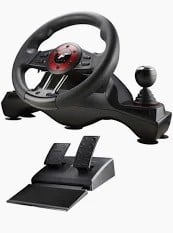 FLASHFIRE WH-2304V RACING WHEEL GAMING ACCESSORY (ORIGINAL RRP - £100.00) IN BLACK. (WITH BOX) [JPTC70724]