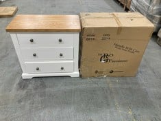 3 DRAWER CHEST OF DRAWERS IN WHITE / NATURAL (ZONE 2)