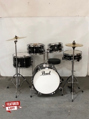 PEARL ROADSHOW JR REAL CHILDRENS ACOUSTIC BEGINNER DRUM SET IN JET BLACK - RRP £387 (ZONE 1)