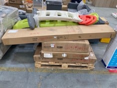 PALLET OF ASSORTED FURNITURE / PARTS TO INCLUDE 120CM (SMALL DOUBLE) BED FRAME IN GREY - ITEM NO. FABRIC GCB-1071 (BOX 2/2, PART ONLY) (ZONE 2) (KERBSIDE PALLET DELIVERY)