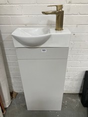 400MM CLOAKROOM VANITY UNIT TO INCLUDE BRUSHED BRASS TAP - TOTAL LOT RRP £229 (ZONE 3)