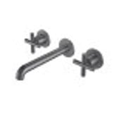 MINERAL WALL MOUNTED X-HEAD BATH FILLER BRUSHED STEEL - RRP £375 (ZONE 3)