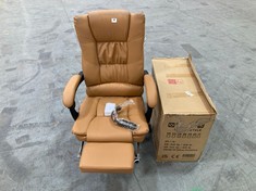 LIGHT BROWN FAUX LEATHER SWIVEL OFFICE CHAIR (ZONE 1)