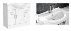 COVE 850MM VANITY CABINET TO INCLUDE NUIE MAYFORD 1TH 850MM VANITY BASIN - TOTAL LOT RRP £440 (ZONE 3) (KERBSIDE PALLET DELIVERY)