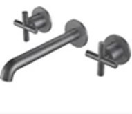 MINERAL WALL MOUNTED CROSSHEAD BATH MIXER BRUSHED STEEL - RRP £375 (ZONE 3)