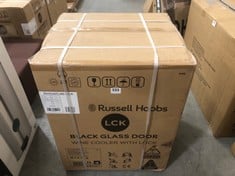 RUSSELL HOBBS BLACK GLASS DOOR WINE COOLER WITH LOCK - MODEL NO. RHGWC4B-LCK - RRP £378 (ZONE 4)