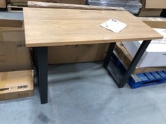 NATURAL WOODEN BAR TABLE WITH BLACK LEGS - PRODUCT CODE. BRO016 (ZONE 4) (KERBSIDE PALLET DELIVERY)