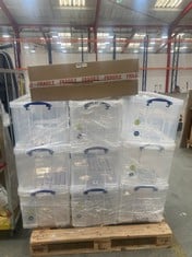 PALLET OF ASSORTED STORAGE BOXES TO INCLUDE 84L CLEAR STORAGE TUB (ZONE 4) (KERBSIDE PALLET DELIVERY)