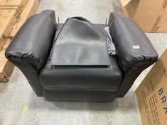 BLACK LEATHER ARMCHAIR (MISSING BACK) (ZONE 4)