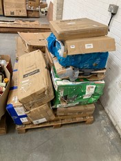 PALLET OF ASSORTED ITEMS TO INCLUDE BOSCH CITYMOWER 18V-32-300 LAWNMOWER (PART) (ZONE 5) (KERBSIDE PALLET DELIVERY)