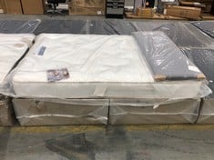 APPROX 135CM BED BASE IN GREY FABRIC WITH HEADBOARD TO INCLUDE SILENTNIGHT APPROX 135 X 190CM ECO COMFORT MIRACOIL ORTHO MATTRESS (ZONE 6) (KERBSIDE PALLET DELIVERY)