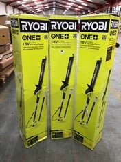 3 X RYOBI ONE PLUS 18V POLE HEDGE TRIMMER - MODEL NO: OPT1845 - TOTAL LOT RRP £360 (ZONE 1)