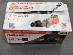 YARDFORCE 40V 37CM CORDLESS LAWN MOWER - MODEL NO: LM G37A - RRP £250 (ZONE 1)